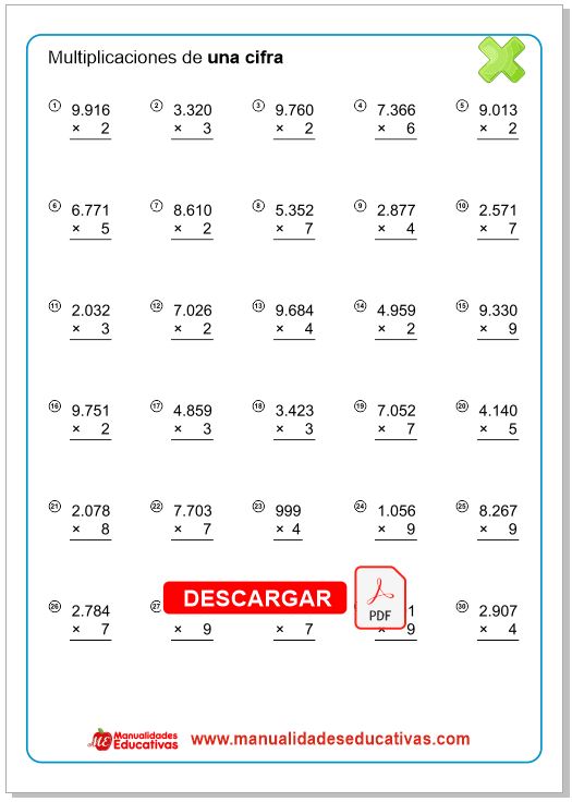 Cuaderno de Multiplicación Primaria