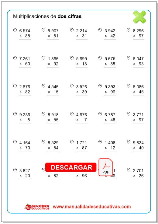 Cuaderno de Multiplicación Primaria