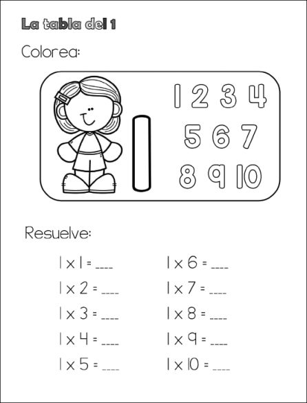 Cuaderno de las Tablas de Multiplicar 