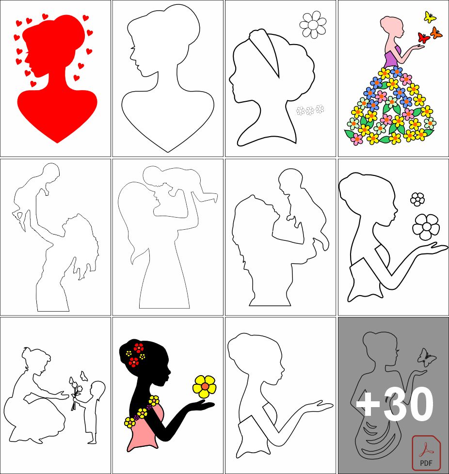30 Moldes para proyecto Día de la madre