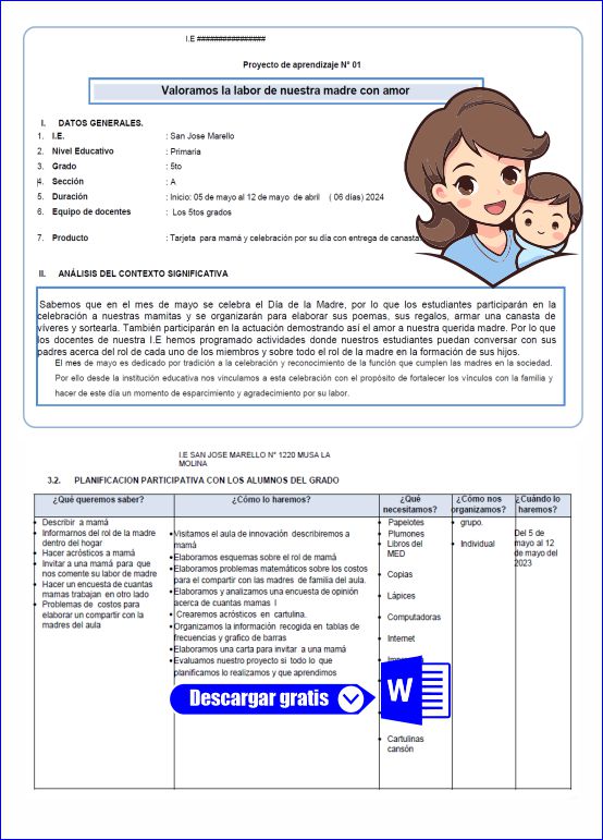 PROYECTO DIA DE LA MADRE