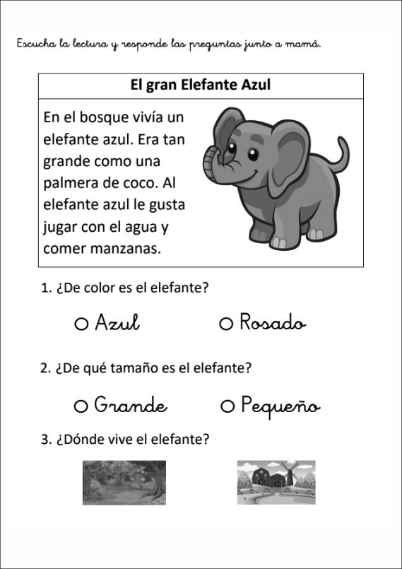 COMPRENSIÓN LECTORA 3 AÑOS