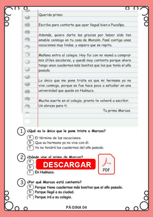Bloque de Comprensión Lectora