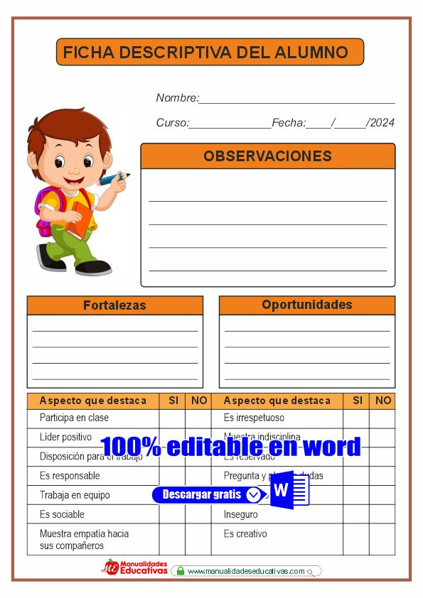 Fichas Descriptivas de alumno y de grupo