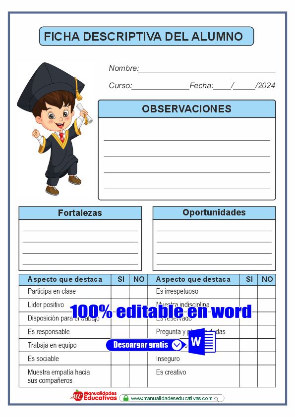 Fichas Descriptivas de alumno y de grupo