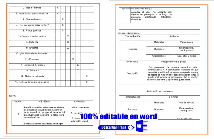 planificación sobre Educación Integral en sexualidad
