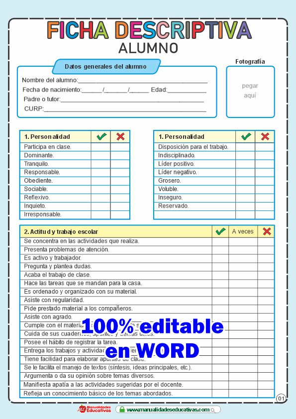 Ficha Descriptiva del alumno 
