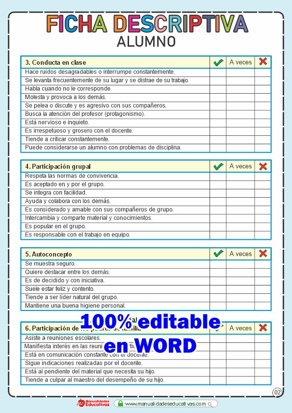 Ficha Descriptiva del alumno 