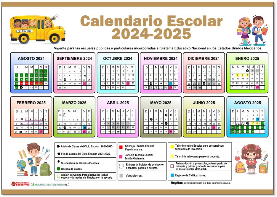 Calendario 2024-2025 de la SEP