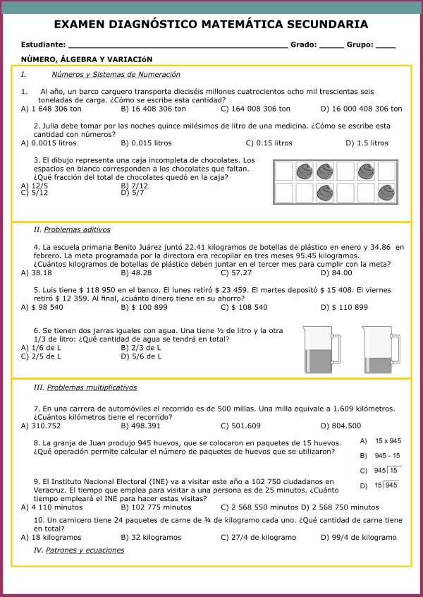 EVALUACIÓN DIAGNÓSTICO SECUNDARIA