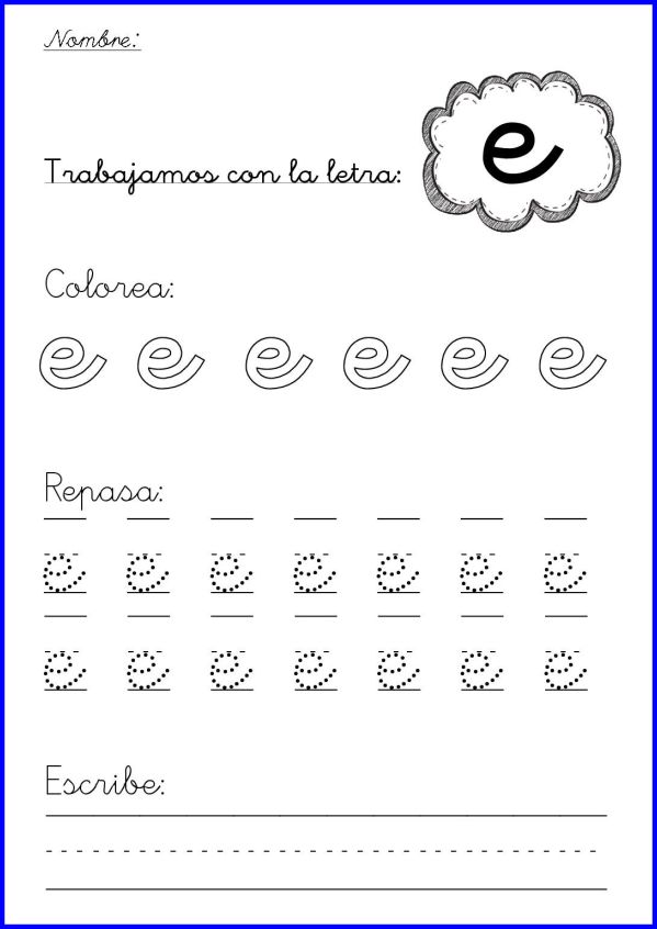 trazo de letras cursivas