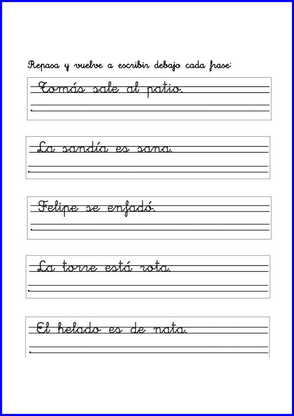 trazo de letras cursivas