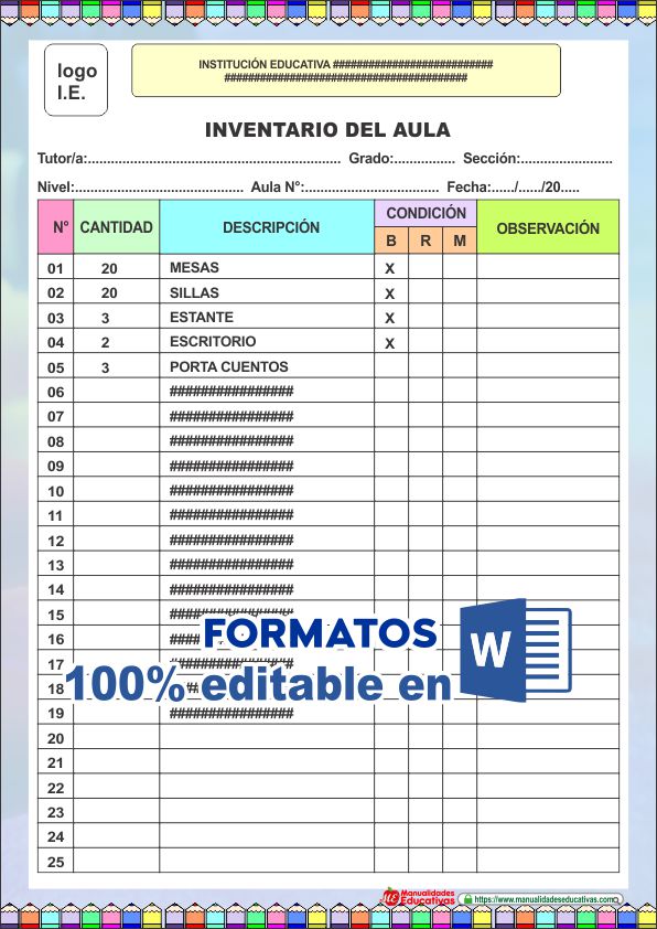 INVENTARIO DEL AULA