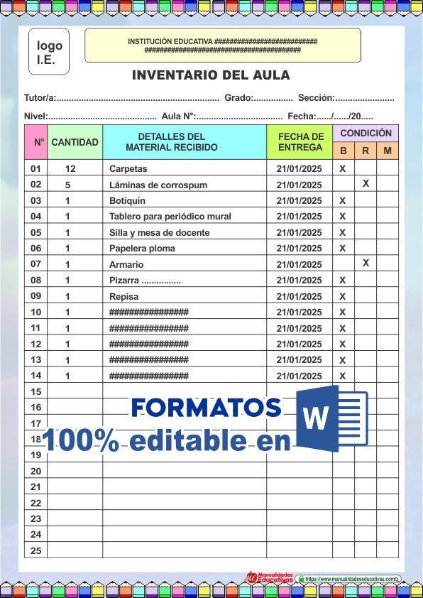INVENTARIO DEL AULA